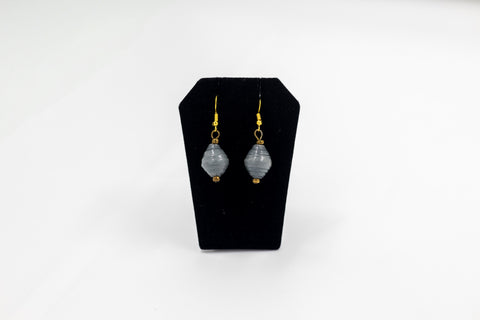 Paper Bead Single Drop Earrings - Gray