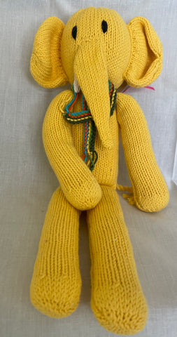 Knitted Stuffed Yellow Elephant