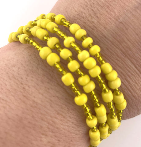 Seed Bead Stretchy Bracelet - Sunshine Yellow
