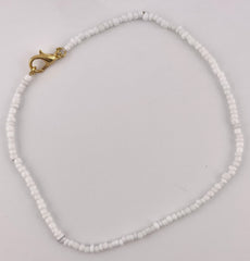 Ankle Bracelet - White Seed Beads