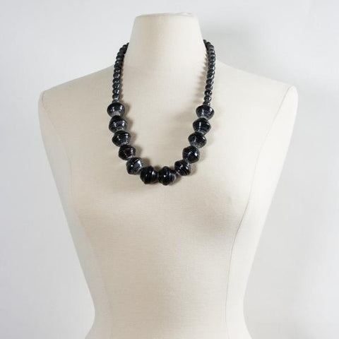 Anastasia Large Paper Bead Necklace Charcoal