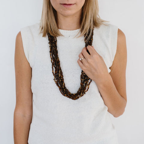 Coconut Shell Cascade Necklace