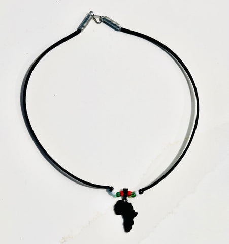 Leather Choker with Africa Charm