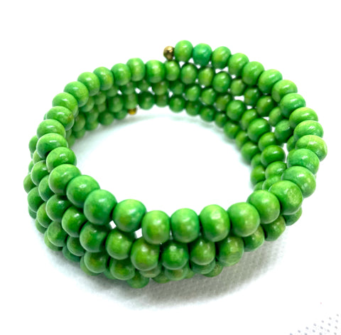 Wood Wrap Bracelet - Moss Green