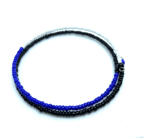 Seed Beads African Night 2-Wrap Coiled Bracelet