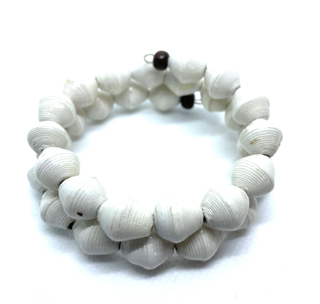 White Paper Bead 2-Wrap Bracelet