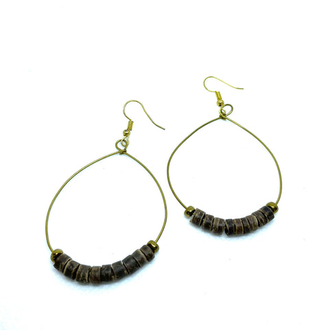 Gold Wire/Coconut Shell Hoops