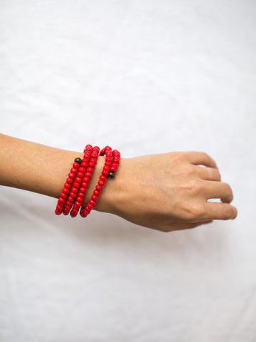 Wood Bead Wrap Red