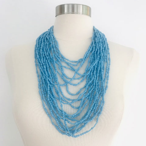 Ethnic Strands Maasai Necklace-Sky Blue