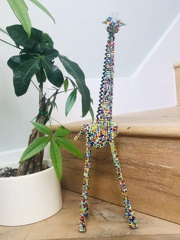 Beaded Giraffe in Coastal Colors 18” Tall