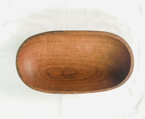 Hand-Carved Olive Wood Oval Bowl