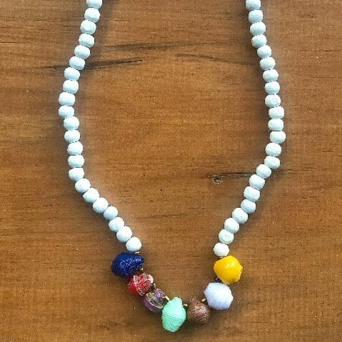 Toto Child White Wood/Paper Bead Necklace - Multi