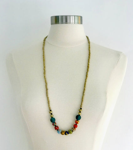 Hand Painted Ghana Glass Necklace