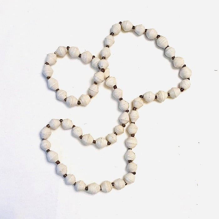 Paper Bead Short Necklace - White