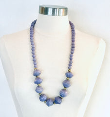 Anastasia Chunky Paper Bead Necklace - Lavender