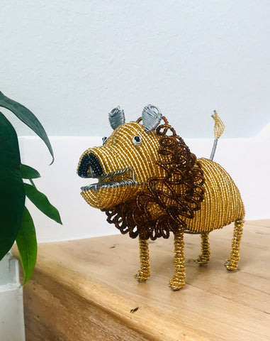 Beaded Lion in Gold