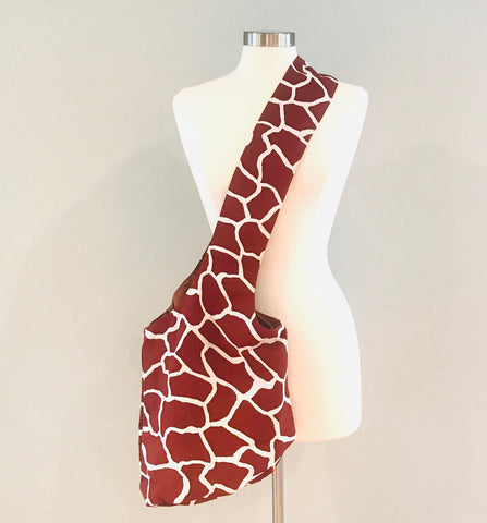 Cross-body Slouchy Bag - Brown Giraffe