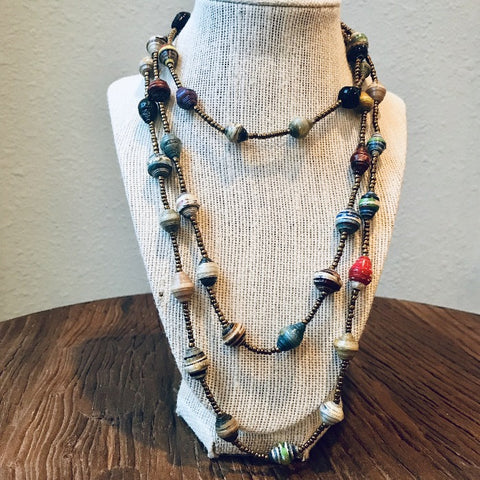 Paper Bead Multi Tones Necklace