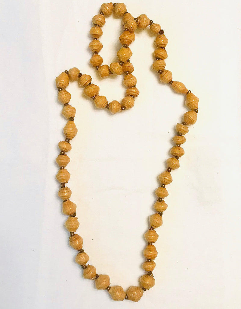 Mustard Paper Bead Short Necklace