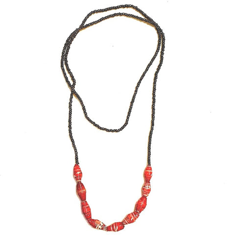 Nine-Drop Paper Bead Necklace - Zanzibar