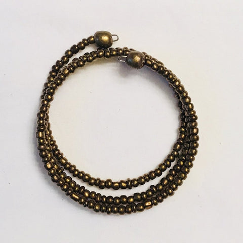 Gold Beaded Coiled Wrap Bracelet